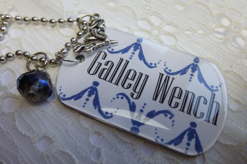 Flight Attendant Jewelry Galley Wench Flight Attendant Dog Tag Pendant Necklace with Charms on Ball Chain