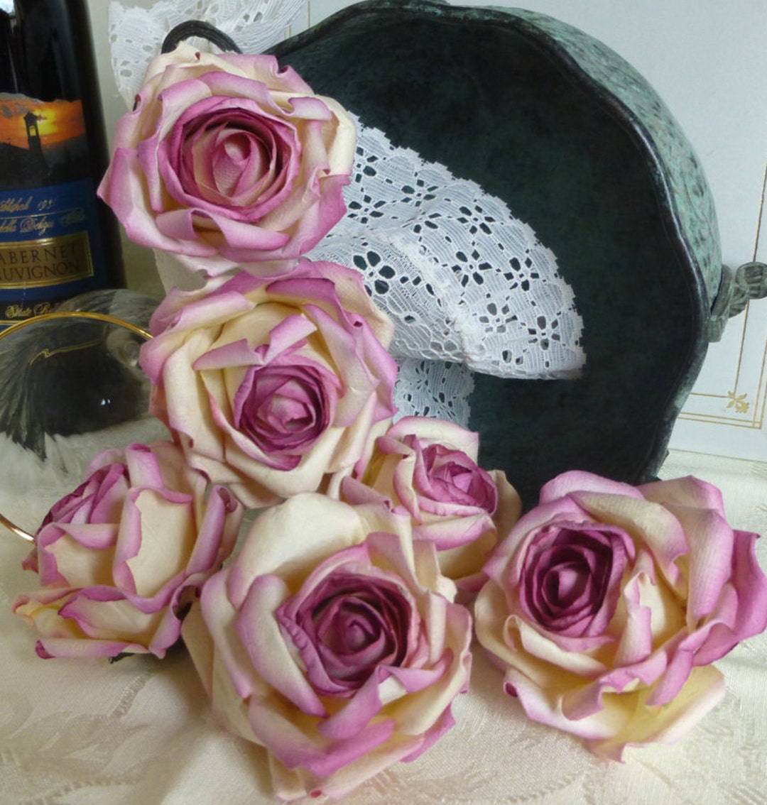 SALE!!! 6 Large Rose Cream Parchment Paper Rose Buds Wedding Floral ...