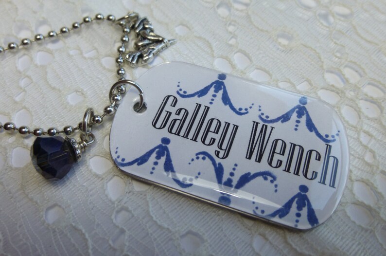 Flight Attendant Jewelry Galley Wench Flight Attendant Dog Tag Pendant Necklace with Charms on Ball Chain