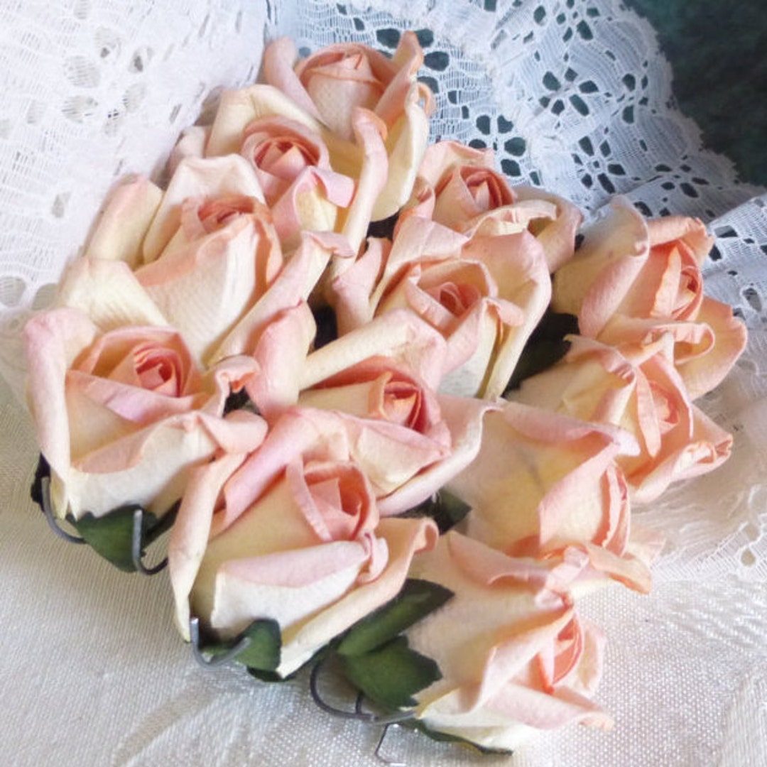 Paper Roses Small Peach Cream Parchment Paper Roses Paper Flowers ...