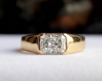 Moissanite Diamond Signet Ring, 925 Sterling Silver, 22k Gold Vermeil, Pinky Finger Ring