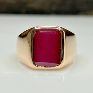 Natural Ruby Signet Ring 12x8 mm Solid Silver,  Bold Men’s & Women’s Statement Ring, Custom Size Available
