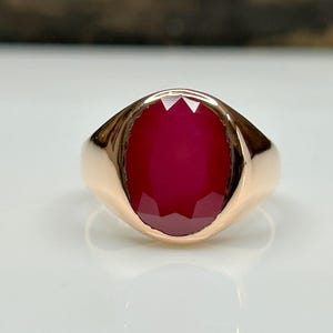 Natural Ruby Signet Ring 10x14 mm Solid Silver, Copper -  Custom Size Available