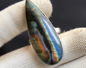 Spectrolite Labradorite Ring, 925 Sterling Silver Gemstone Ring, Natural Labradorite Jewelry, Statement Ring, Handmade Crystal Ring