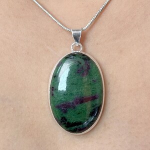 Rubin Zoisit Edelstein Anhänger: Handgemachtes 925 Sterling Silber Schmuckset