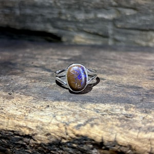 Boulder Opal Ring: Sterling Silver Boho Jewelry, Size 7.25