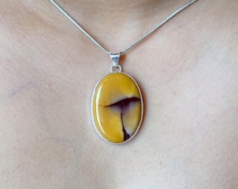 Mookait Jaspis 925 Sterling Silver Hänge - Handgjorda Ädelstenssmycken