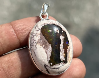 Natuurlijke Cantera-opaalhanger in 925 zilver | Mexicaanse vuuropaalketting voor dames | Uniek opaal sieradencadeau