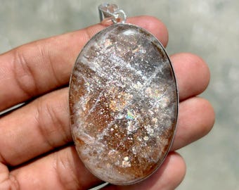 Natural Sunstone 925 Sterling Sunstone Pendant,  Handmade Sparkle Sunstone Pendant