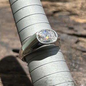 Moissanit diamantring, sterlingsilver, vermeilguld, lillfingerring