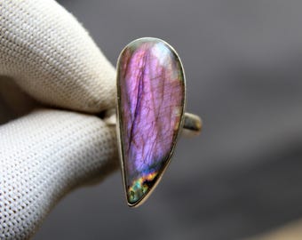 Spectrolite Labradorite Ring, 925 Sterling Silver Gemstone Ring, Natural Labradorite Jewelry, Statement Ring, Handmade Crystal Ring