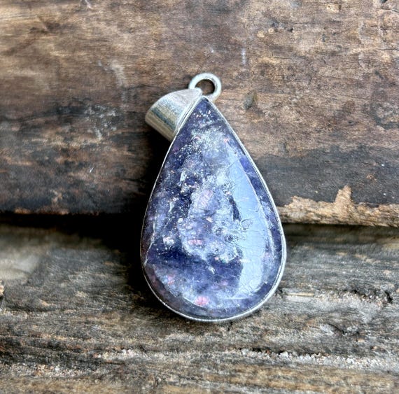 Natural Iolite Sunstone Silver Pendant, 925 Sterling Silver Pendant, Natural Iolite Jewelry, Iolite with Natural Sunstone Sparkles