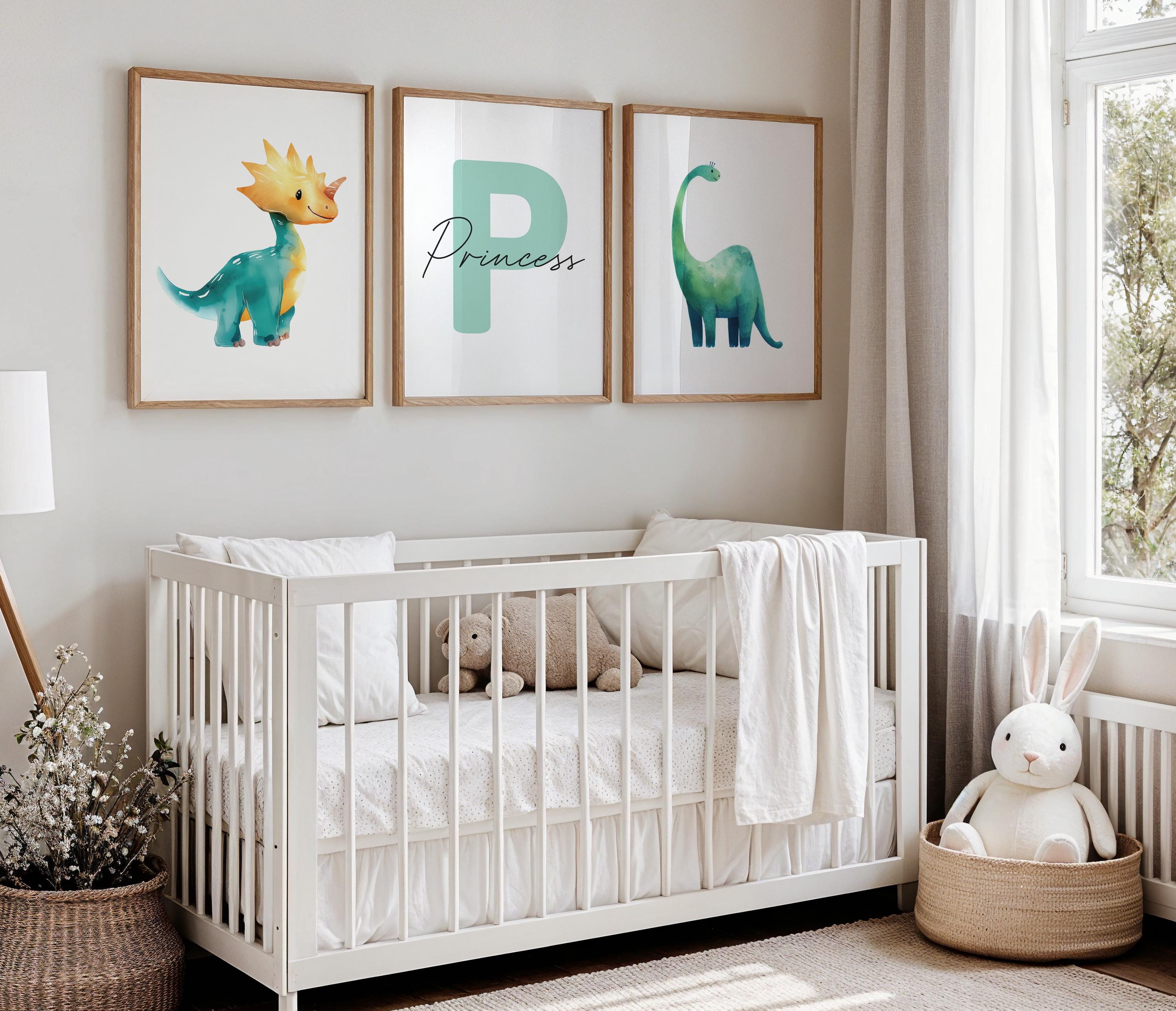 Personalized Dinosaur Nursery Print Set | Custom Name Wall Art for Boys ...