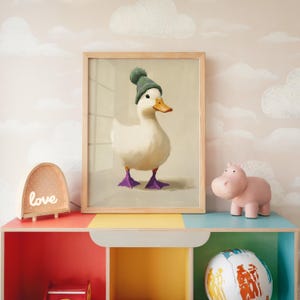 Silly Goose Nursery Print | Goose Wall Art for Girls Room | Baby Animal Printable | Funny Goose Theme Nursery Decor | Farm Animal Art Gift