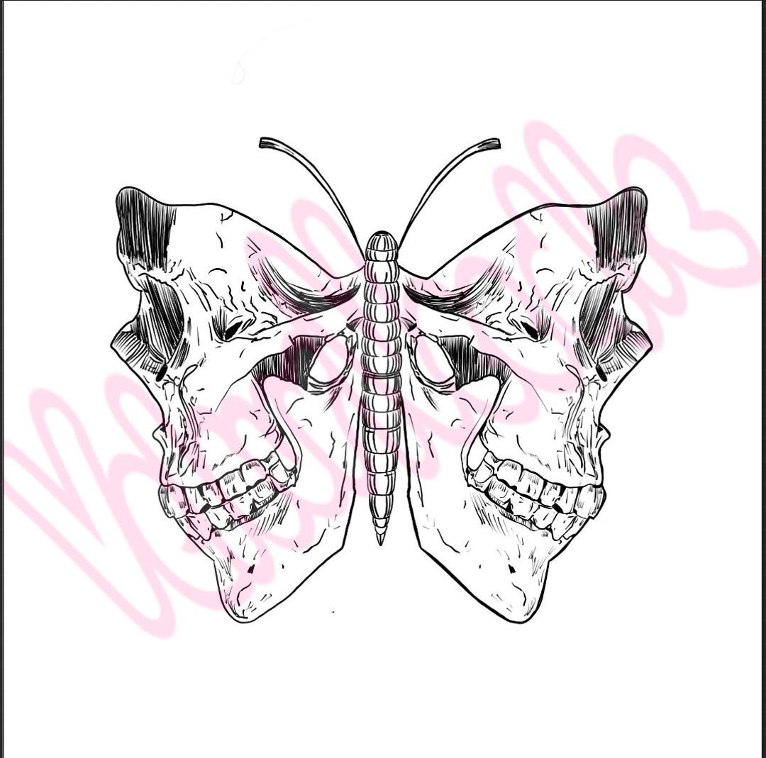 Moth Synetrical Skull Moth Tattoo Design/ Gothic Symmetrical Tattoo-ready Digital ...