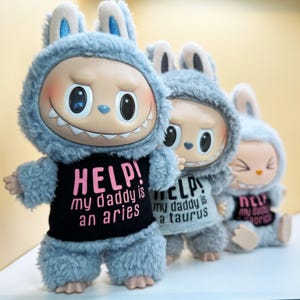 ZODIAC custom Labubu Tee. handmade in la, 17cm doll clothes tshirt for plush keychain