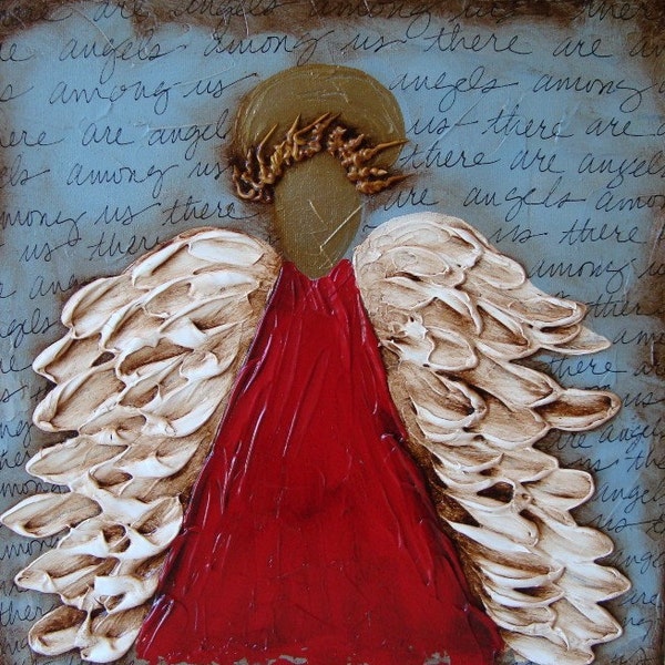 Original Angel Painting Acrylic Impasto