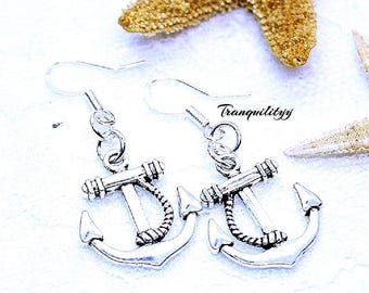 Anchor Earrings/Summer Anchor  Earrings/ Nautical  Theme Earrings/925 Silver hooks/By: Tranquilityy/ Von'Dez