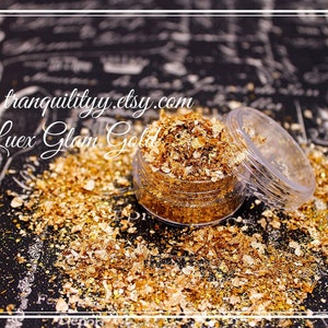 Luxe glamour goud glitter mix/geode glitter/mix media/hars kunst glitter/goudvlokken custom in house mix/GLITTER GLAS