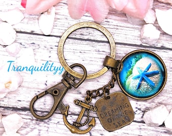 Beach Key Chain, Good Beach Vibes, May you always have a shell in your pocket and sand between your toes Key Ring, By: Tranquilityy