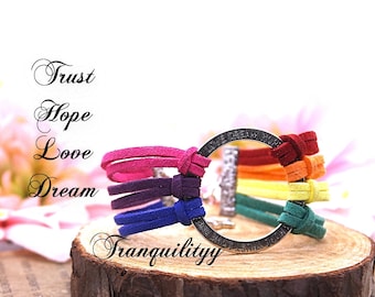 Gay Pride Bracelet ,Affriamation Rainbow Bracelet ,Gay Pride , Equality LGBT , Rainbow Stripe Adjustable Bracelet , Rainbow Jewelry