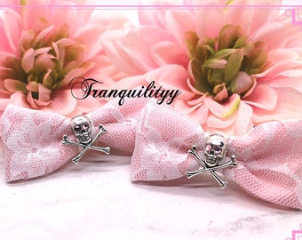 Hair Bow, Baby Pink Hair Clip, Black Lace Skull Hair Bow, Baby Pink GOREgeous Hair Clip/ Blace Lace LavenderHair Clip/Skull Hair Bow