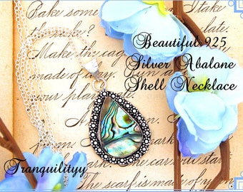 Abalone Shell Necklace / 925 Silver Necklace/Spiritual Jewelry/ Meditation Jewelry/Abalone Shell Pendant
