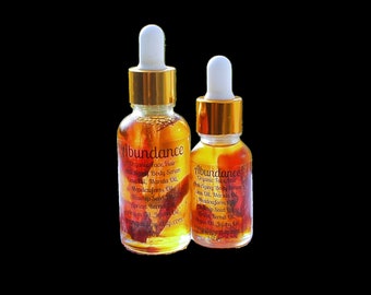 Organic Face Serum/Abundance Face,Body & Hair All Over Serum/Organic Anti Aging Body Moisturizer/7 Luxurious Wonder Oil Blends/ 1 And 1/2 oz