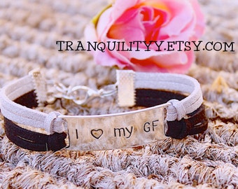 I Love My GF Bracelet: Inspirational Faux Suede Charm Bracelet