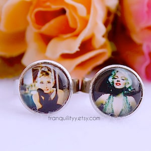 Rings, Celebrities&#39; Jewelry,Retro Ladies&#39; Ring, Marilyn Monroe, Audrey Hepburn Adjustable Glass Dome Rings