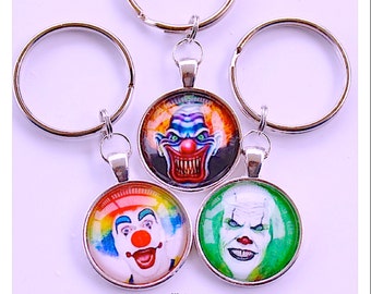 Clown Keyring, Creepy Clown keyring or Necklace , Handmade By: tranquilityy