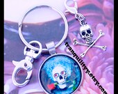 Skull Key Ring ,Charm Skull Charm Zipper Pull ,Gothic, Emo, Key Ring ,Handmade By Tranquilityy
