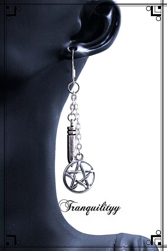 Earrings, Pentagram Earrings, Gothic Earrings, Vamp Jewelry