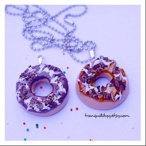 Donut Necklace / Keyring Sprinkle Polymer Clay Yummy Realistic Sprinkle Donut Keyring, Kawaii Jewelry, Candy Jewelry image 3