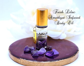 Lilac Perfume Body Oil/Crystal Infused Roll On (5ml)/Floral Scent/ Pocket Size Perfume On The Go/ Strong Long Lasting/ Created By: Von'Dez