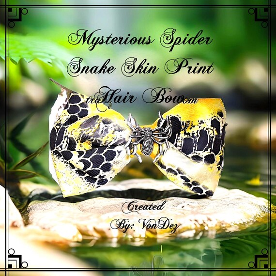 Steampunk Spider Hair Bow: Snake Print Gothic Alligator Clip  display picture 1