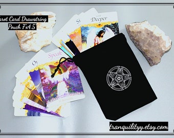 Tarot Card Bag/Black Velvet Pentacle Bag/Triple Moon Bag/Oracle Drawstring Bag/Divination Tool/Wiccan Bag/Mojo Bag/Crystal Drawstring Bag/