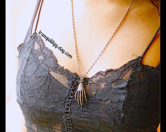 Bronze Skeleton Hand Necklace/Gothic Spooky Jewelry/ Created By: Von'Dez