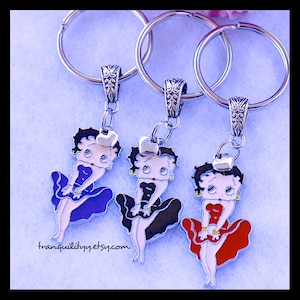 Betty Boop Keyring, Charm Necklace 7  Colors ,Hipster, Retro , Keyring or Necklace ,Handmade By: Tranquilityy