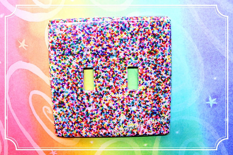Rainbow Sprinkle Double Light Switch CoverResin Double Light Switch HandmadeBirthday GiftBedroom DecorLight Fixture