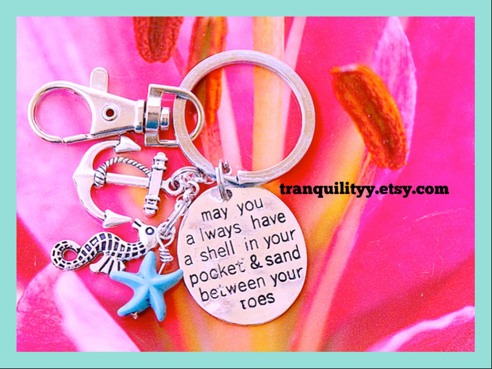 Beach Key Chain , May You Always Have a Shell in Your Pocket and Sand ...