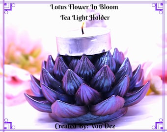 Lotus Flower Tea Light Holder/ Chameleon Color Shift Tea Light Holder/ Created By: Von'Dez