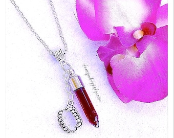 Blood Necklace/Glass  Bottle Choker/18 Charm Choices/Vampire Realist Blood Vial Necklace/Gothic/ Alternative Jewelry/ Created By: Von'Dez
