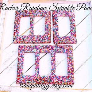 Rainbow Sprinkles Light Switch Plate: Handmade Resin Candy Decor