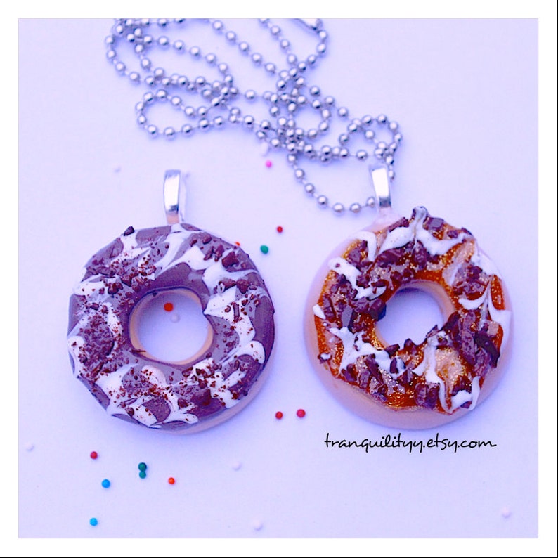 Donut Necklace / Keyring Sprinkle Polymer Clay Yummy Realistic Sprinkle Donut Keyring, Kawaii Jewelry, Candy Jewelry image 1