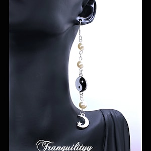 Yin Yang Earrings /MoonEarrings Zen Charm Dangle Earrings/ 925 Silver Ear Hooks/ Peaceful, SerenityJewelry/Handmade By: Tranquilityy