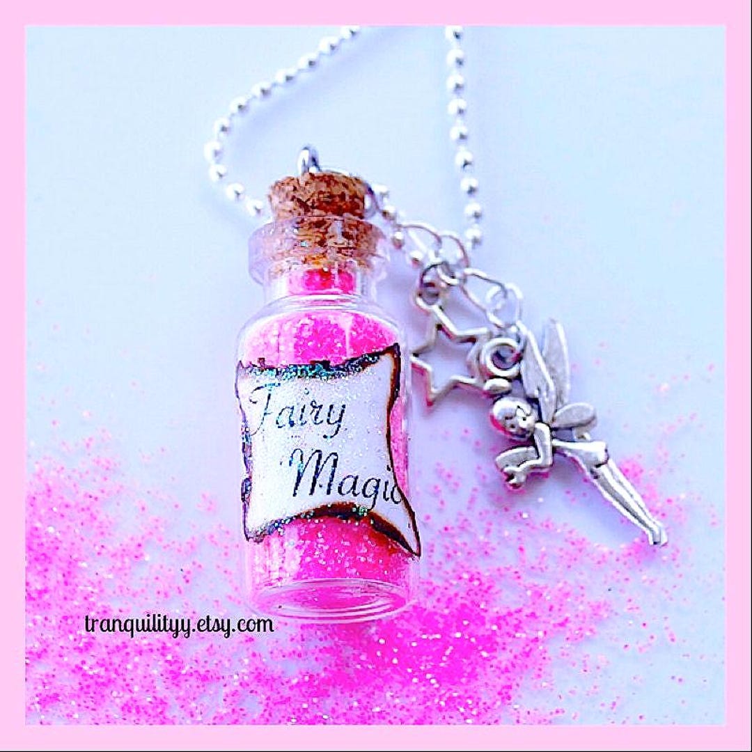 Fairy Magic Necklace/hot Pink Sparkling Magical Glitter Dust/vial