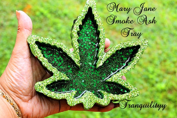 Cannabis Resin Ashtray/weed Ashtray/ Mary Jane Deco/ Hologlitter