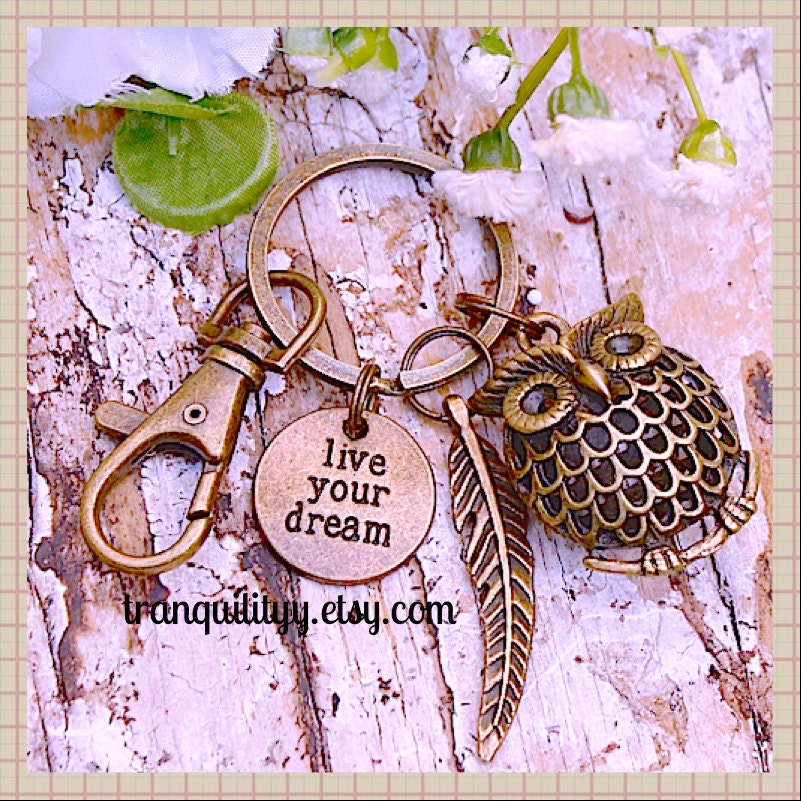 Bronze Owl Keychain: Bohemian Charm Key Ring