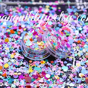 Glittervormen/reeks maan, sterren en harten /Oplosmiddelbestendig/Resin Art/Nail Art/Slijm/Shaker-bedels/Kaarstopper/